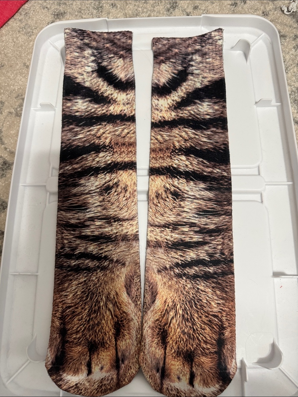 Tiger Print Crew Socks - Brown & Black
